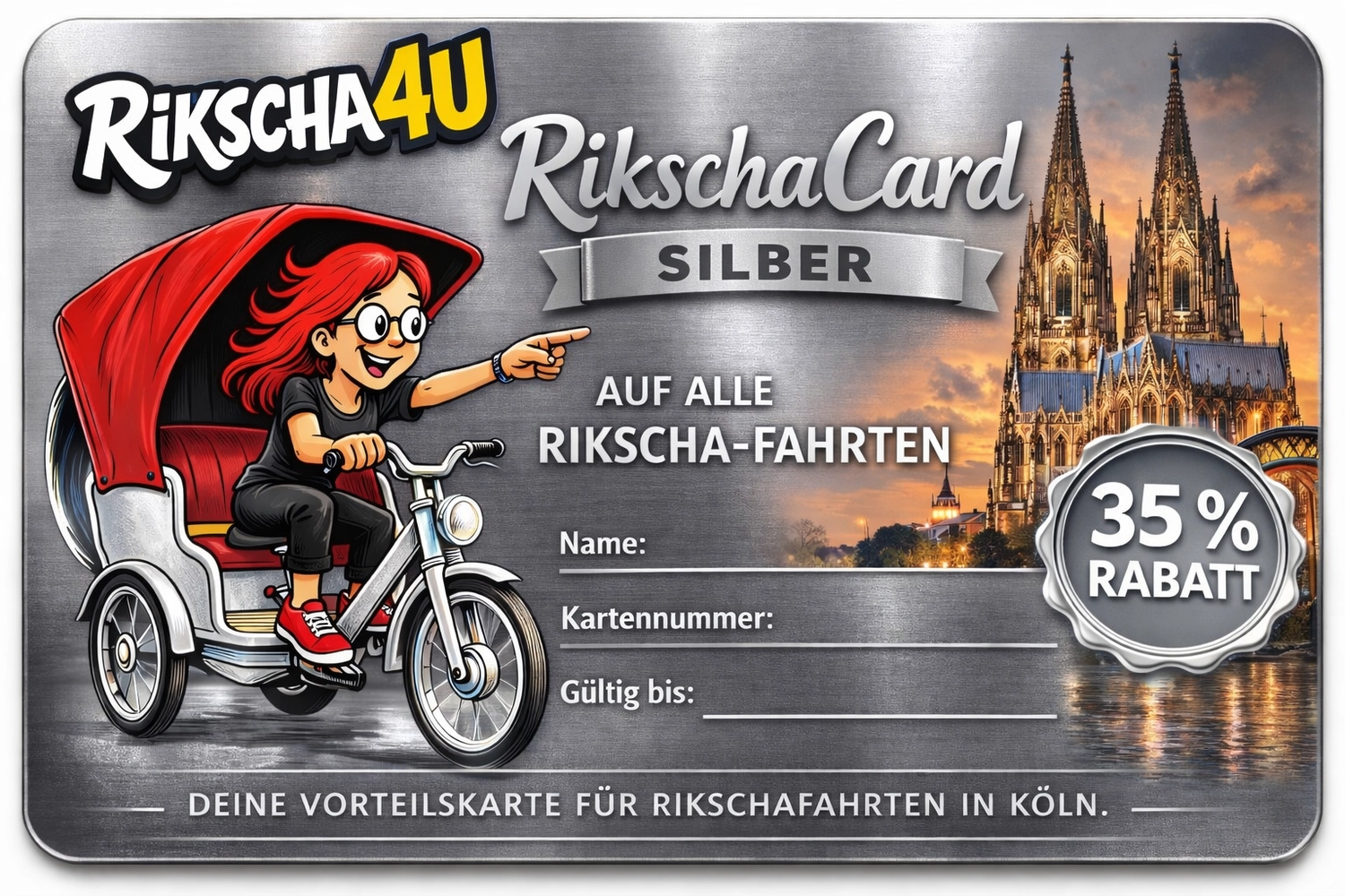 Rikscha4U - Rikscha Touren - silber Rikscha Card