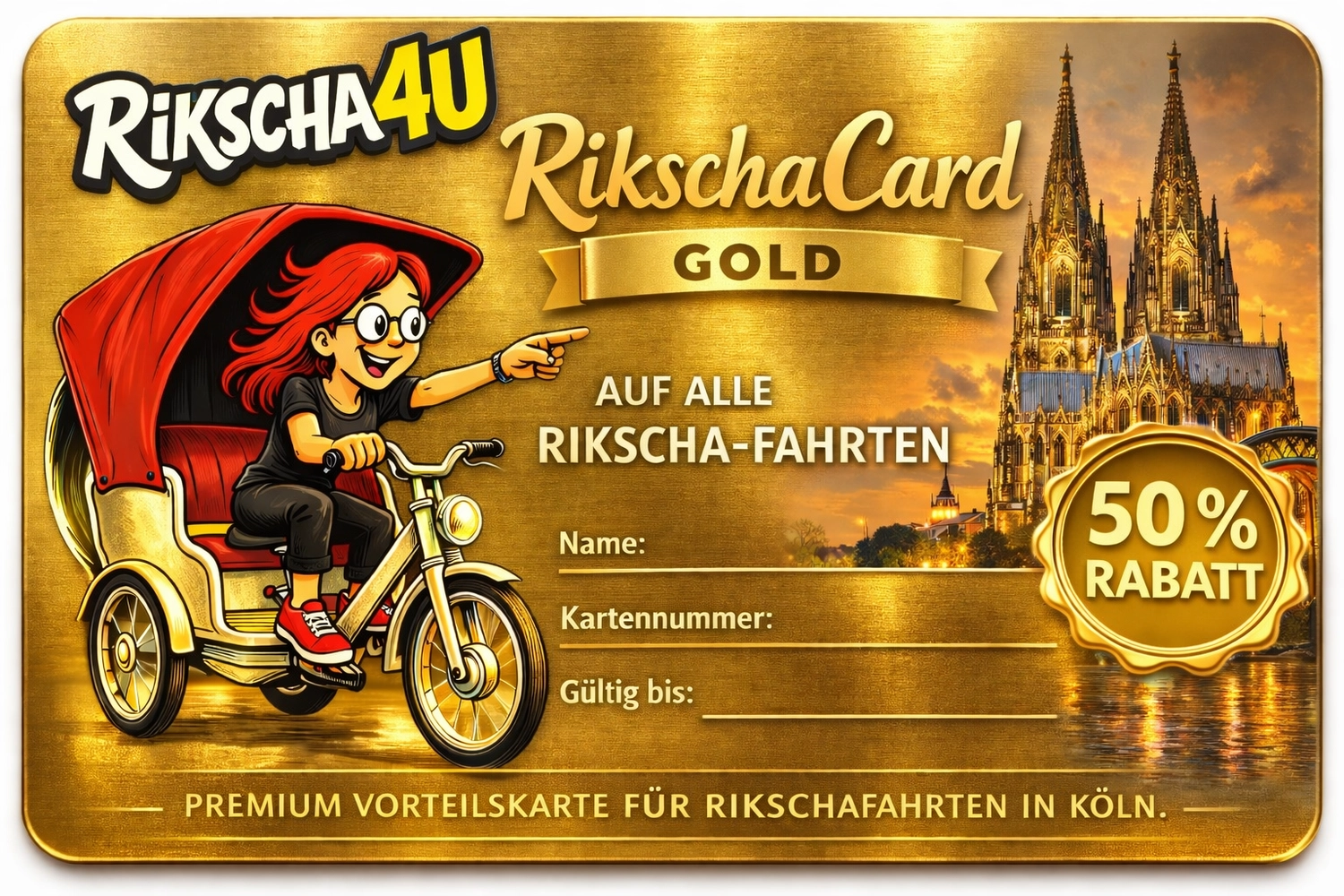 Rikscha4U - Rikscha Touren - gold Rikscha Card