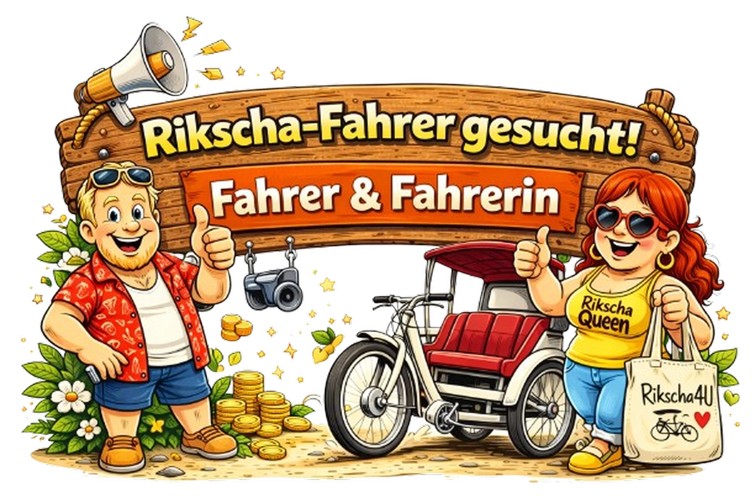 Rikscha4U - Rikscha Touren - Holzbanner